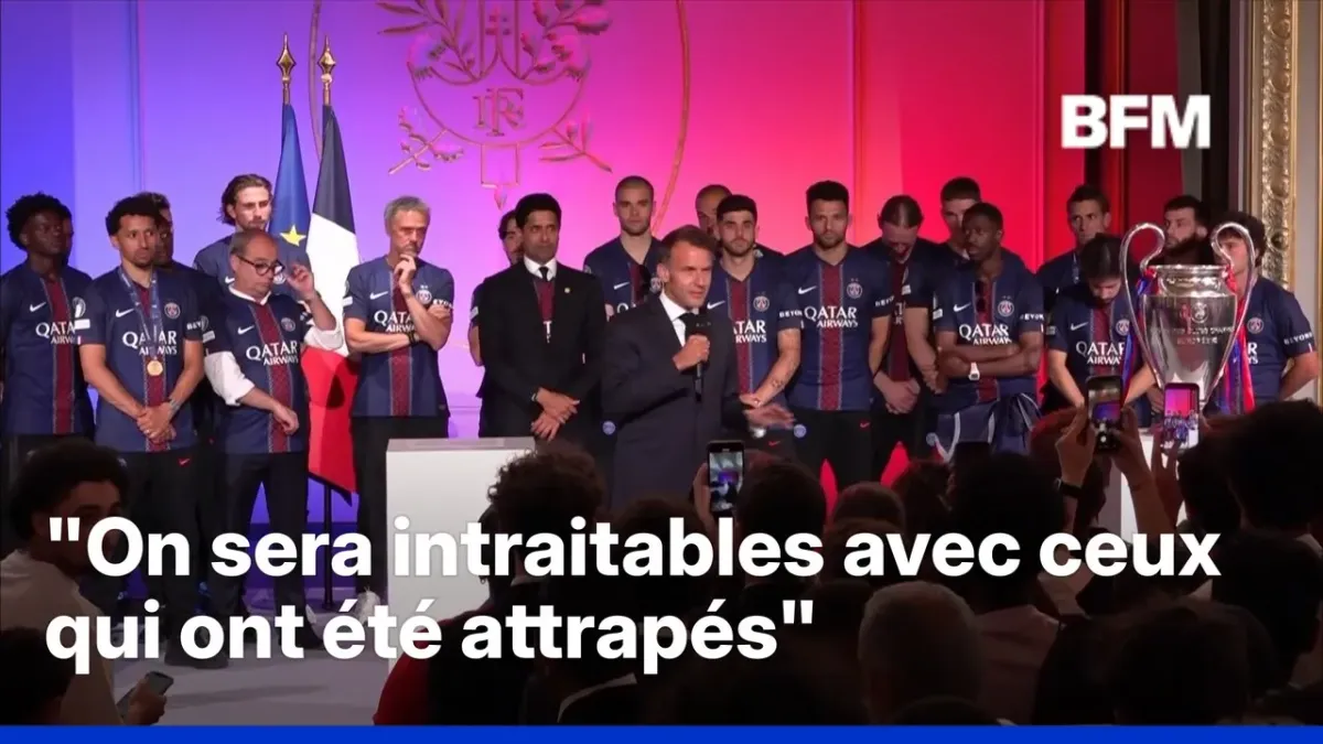 Les joueurs du PSG reçus par Emmanuel Macron après leur victoire