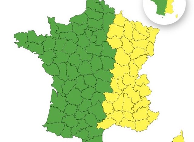 Vigilance jaune pour trente-six départements français