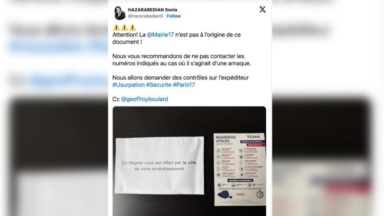 Alerte à une possible arnaque dans le 17e arrondissement de Paris