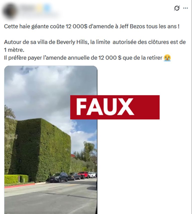 Vérification sur les haies de la villa de Jeff Bezos