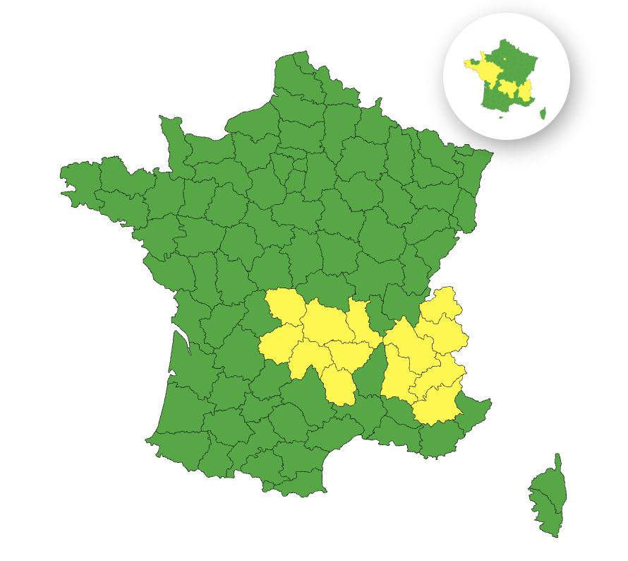 Treize départements en vigilance jaune pour orages