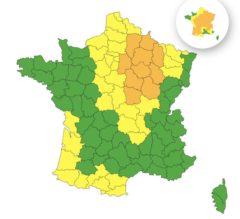 Vigilance Canicule Rouge et Orange en France