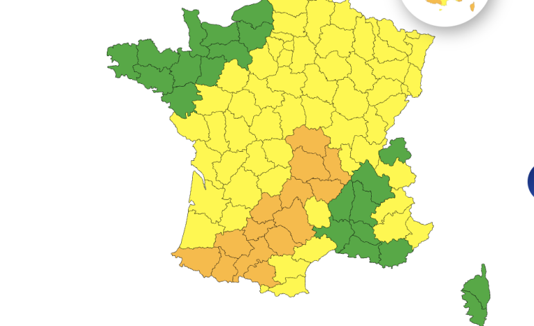 Quatorze départements sous vigilance orange pour orages en France