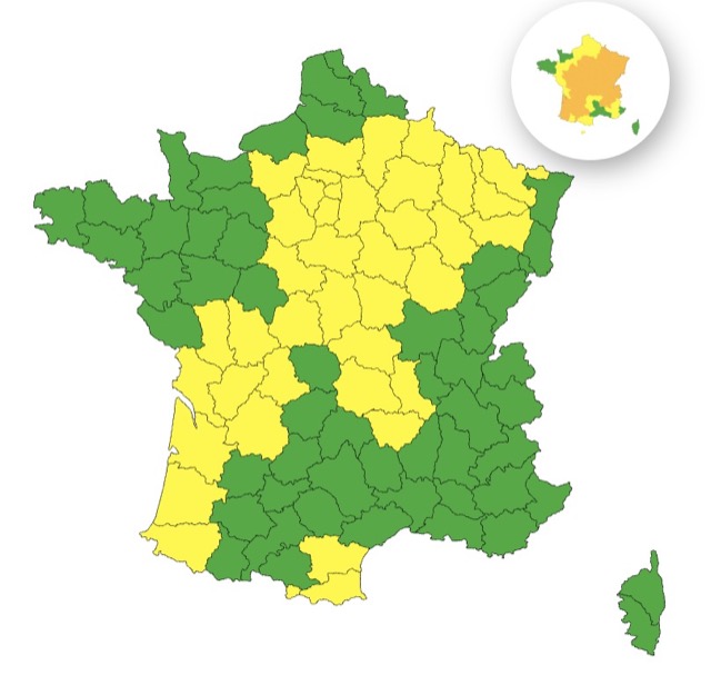 43 départements en vigilance jaune pour orages en France