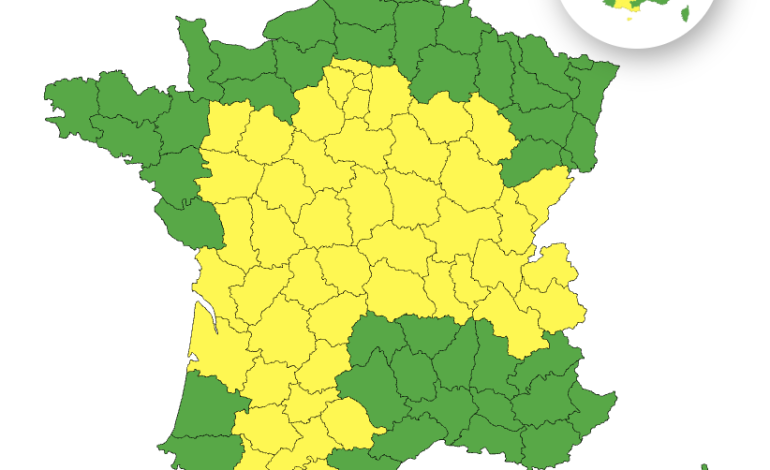 Alerte jaune canicule dans 49 départements en France