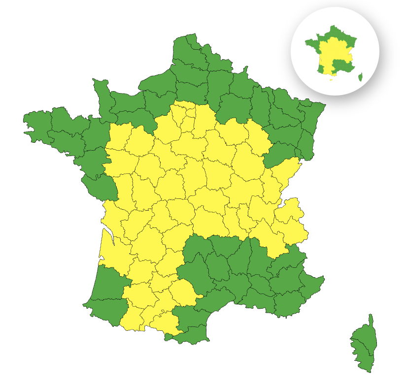 Alerte jaune canicule dans 49 départements en France