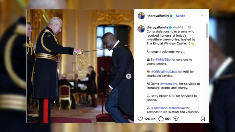 Idris Elba anobli par le roi Charles III