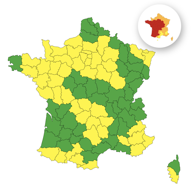 53 départements en vigilance jaune pour orages et 49 en vigilance rouge pour canicule