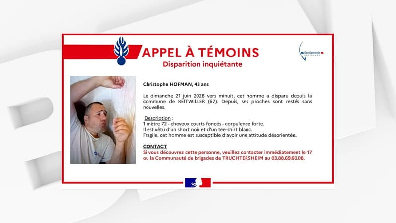 Disparition inquiétante de Christophe Hofman à Reitwiller