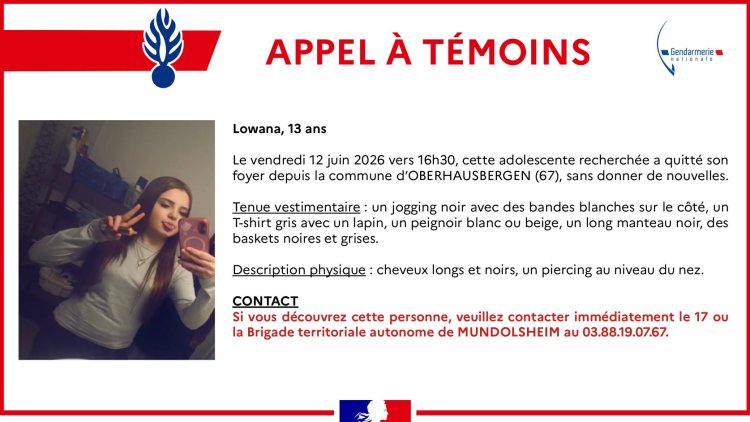 Appel à témoins pour la disparition de Lowana à Oberhausbergen