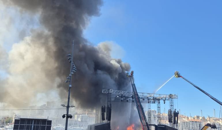 Incendie au Vieux-Port : Intervention des marins-pompiers de Marseille
