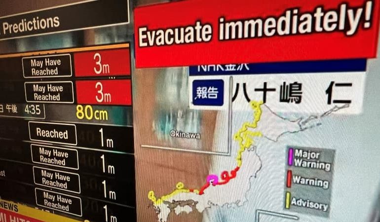 Alerte au tsunami dans le sud du Japon après un séisme majeur
