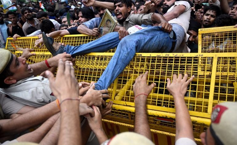 Manifestations à New Delhi : le Parti du peuple des cafards en action
