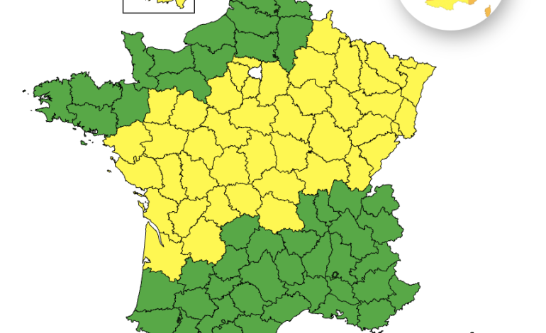48 départements en vigilance jaune pour orages annoncés