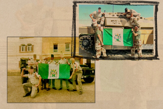 Des soldats français photographiés avec un drapeau suprémaciste