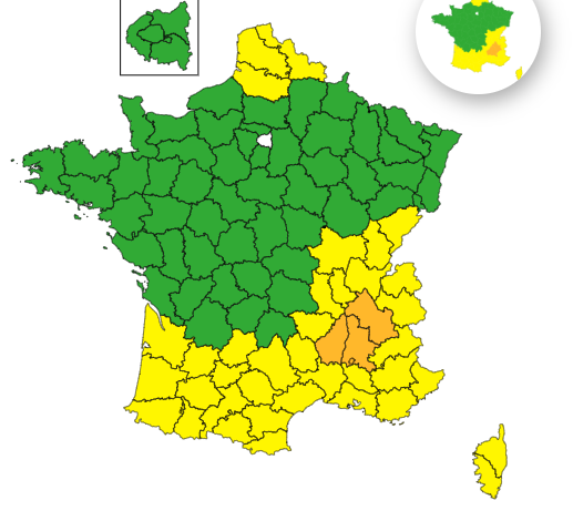 Vigilance jaune pour orages dans 37 départements de France