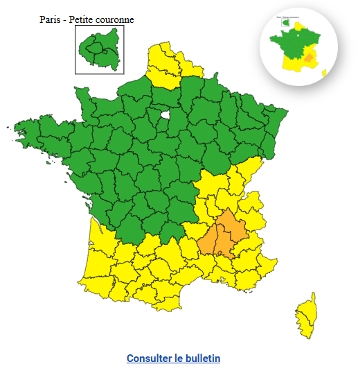 Vigilance jaune pour orages dans 37 départements de France