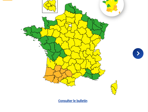 Vigilance jaune pour orages dans 63 départements ce dimanche