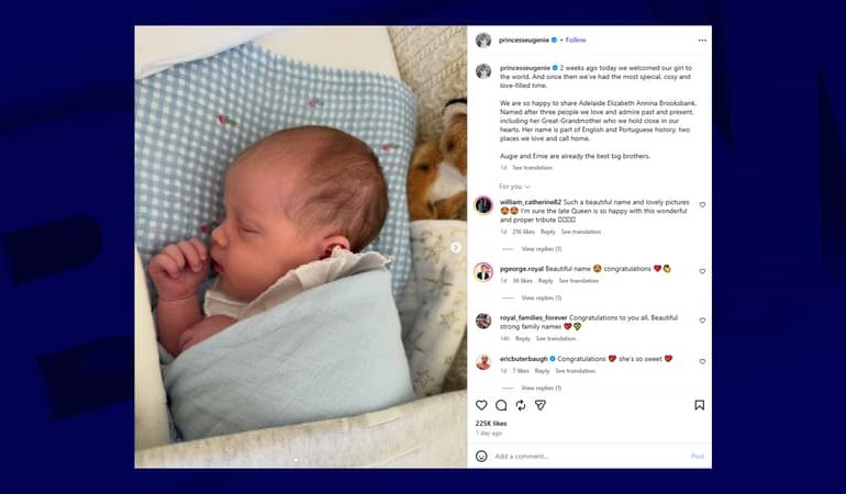 Naissance et Nom du Troisième Enfant de la Princesse Eugenie et Jack Brooksbank