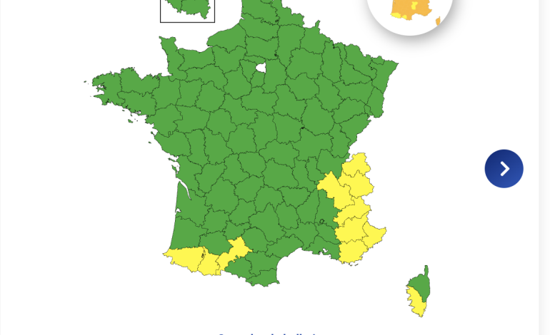 Onze départements en vigilance jaune pour risques d&rsquo;orages