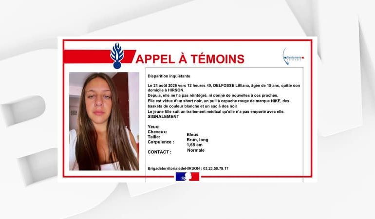 Disparition inquiétante d&rsquo;une adolescente en Aisne