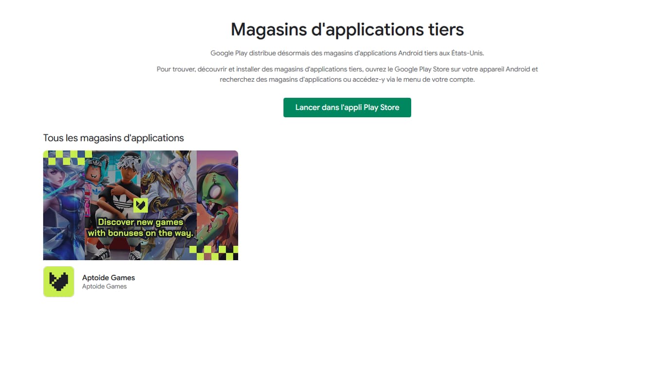 Google autorise les magasins d&rsquo;applications alternatifs sur le Play Store