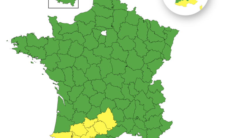 Météo-France émet une vigilance jaune pour 8 départements