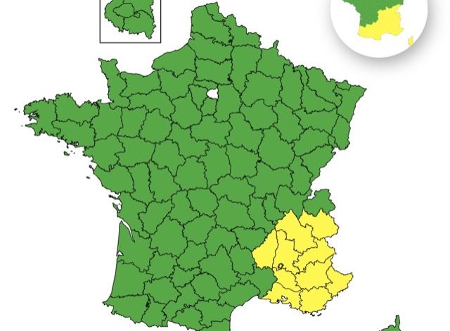 Les départements du sud-est en vigilance jaune pour pluie-inondation
