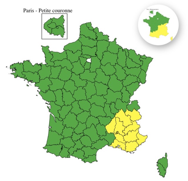 Les départements du sud-est en vigilance jaune pour pluie-inondation