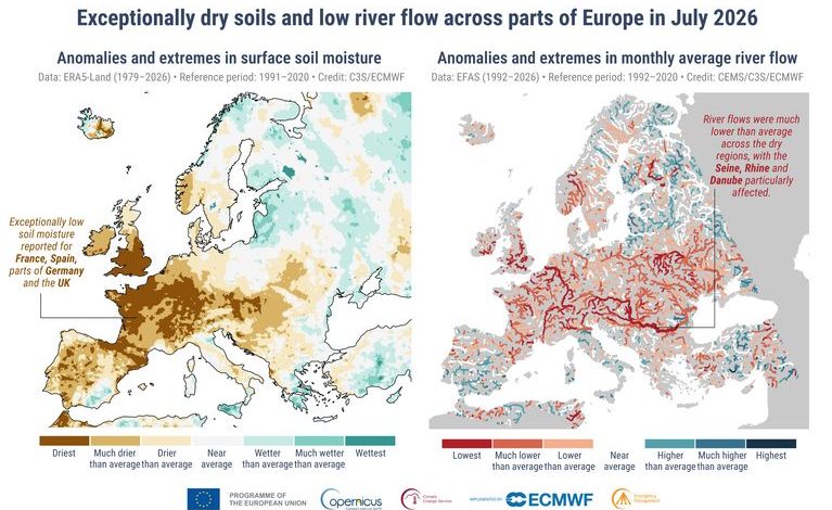 Une sécheresse persistante et des records de chaleur frappent l&rsquo;Europe