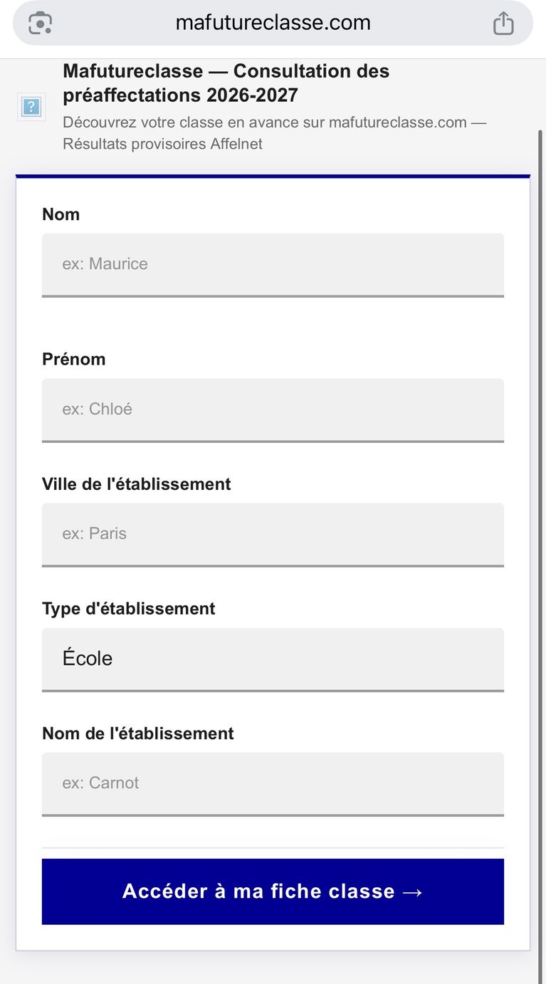 Attention aux sites non officiels promettant la composition de classe