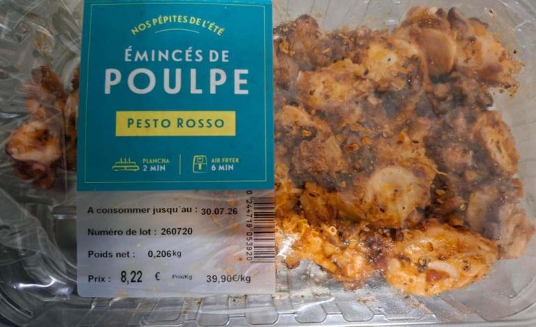 Rappel de produits : Émincés de poulpe pesto rosso en France