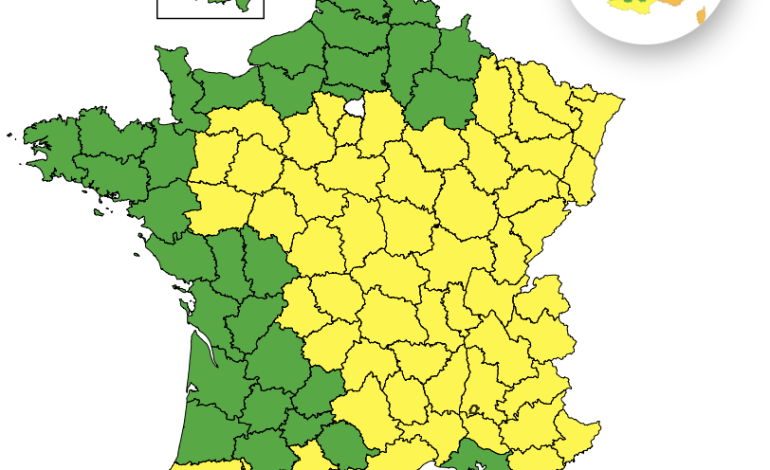 Alerte Orages dans 61 Départements Français