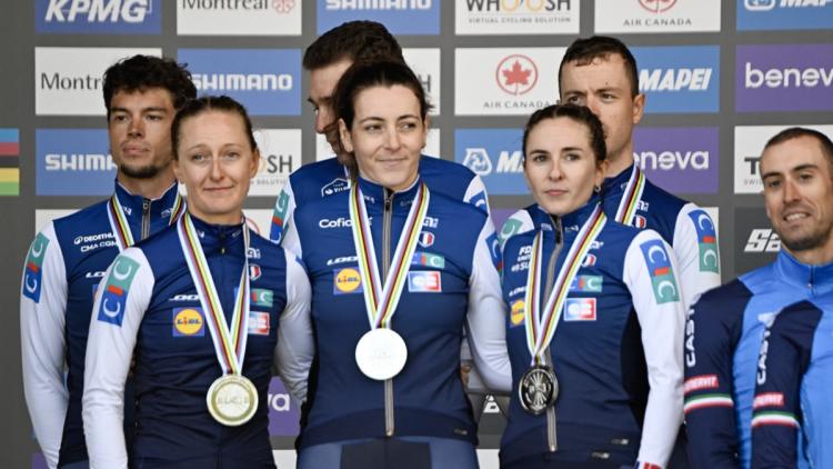 L&rsquo;équipe de France décroche l&rsquo;argent au relais mixte des Championnats du monde de cyclisme sur route