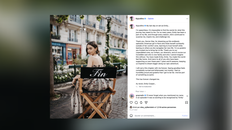 Lily Collins et la dernière saison d&rsquo;Emily in Paris