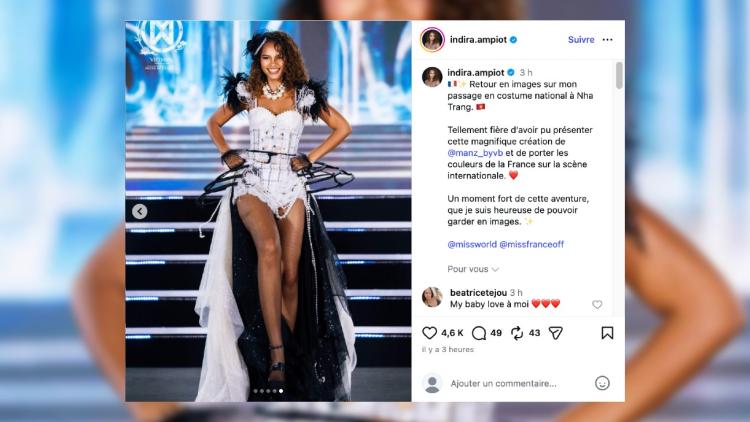 Indira Ampiot présente son costume national au concours Miss Monde 2026