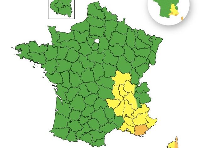 Alerte jaune pour 13 départements en raison de la pluie et des inondations
