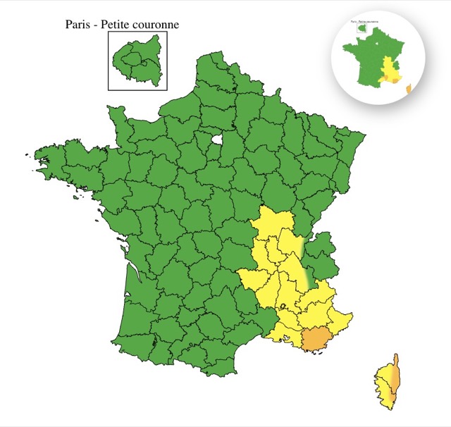 Alerte jaune pour 13 départements en raison de la pluie et des inondations
