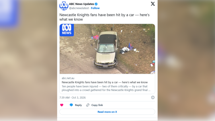 Une voiture percute des supporters de rugby à Newcastle
